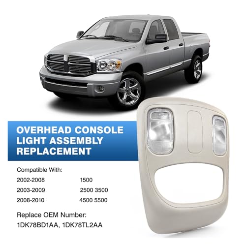 Plafonnier pour Dodge Ram 2002-2010 avec lampe de lecture de carte console - 5
