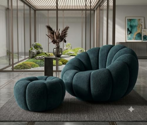Image of CRAFTCITY 1 Seater Pumpkin Sofa with Ottoman /Stool |Accent Chair Set