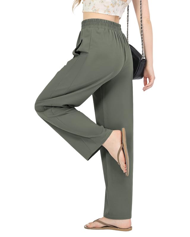JEKAOYI Womens Casual Pants Pull On High Elastic Waist Stretchy Trousers