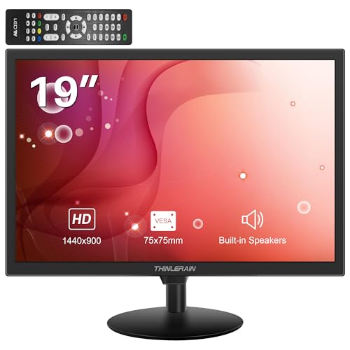 Thinlerain 19 Inch PC Monitor 1440x900 LED Display Computer Monitor with VGA/HDMI/AV/BNC/USB Build in Speaker 5Ms Response Time 60 Hz Refresh Rate VESA Black
