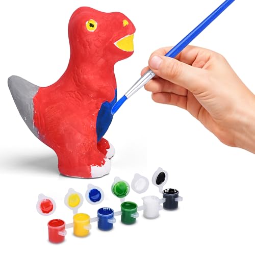 Neliblu Dinosaur Painting Set for Kids - DIY Craft Kit with Ceramic Figurine - Paintable Dino Art Activity for Toddler - Educational Toy for Dinosaur Enthusiasts - Dinosaur Painting Kit