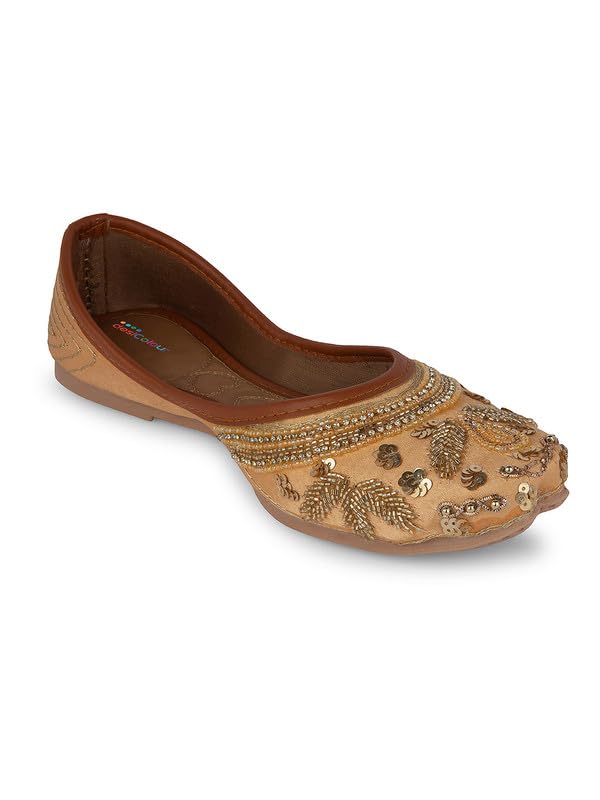 desi colour Women Orange Hand Embroidered Traditional Punjai Jutti |UK - 8-picture-33