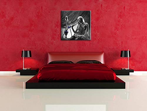 Pixxprint Frau mit Shisha als Leinwandbild/Größe: 60x60 cm/Wandbild/Kunstdruck/fertig bespannt – Bild 6