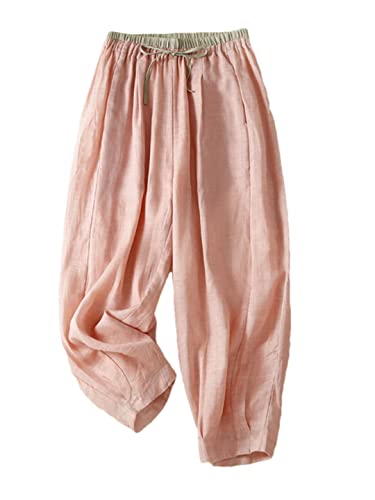 Hdhdeueh Women's Thin Section Color Contrasting Elastic Waist Loose Casual Women's Pants