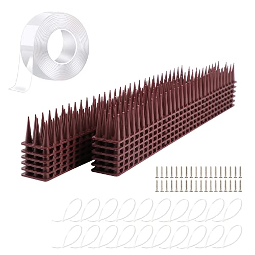 AYITOO 24 Stück Vogelabwehr Spikes, Vögelabwehr Stacheln, Vogel Abwehr Katzen Spikes für Zaun Mauern Verhindern Sie Vögel, Vogelstacheln Lnklusive 40 Kabelbinder, 72 Schrauben, 6 m Nanokleber Cover