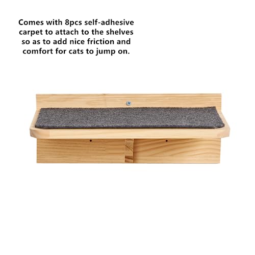 Shengocase Solid Wood Wall Mounted Carpet-Covered Cat Shelves, Cat Wall Furnitures, Floating Shelves, Cat Wall Scratching Post, Cat Steps, Cat Stairs, Cat Perch #TOP5