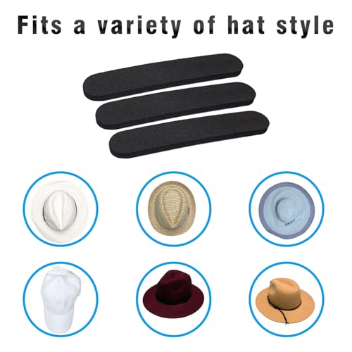 Image of 10 Pack Hat Size Reducer, Hat Size Tape, Inserts Liner Foam Reducing Tape for Men and Women's Hats, Caps (10, Black)