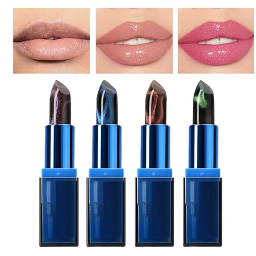 Temperature Color Changing Lipstick - 4X Tinted Lip Balm Stain | Long-Lasting Lightweight Nourishing Moisturizer for Daily Makeup Natural Look