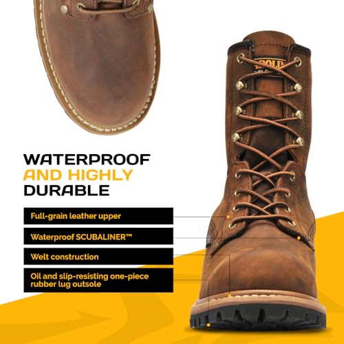 Carolina 8" Waterproof Logger Boots for Men - Slip-Resistant Traction, Foam Footbed for All-Day Work - Waterproof Work Boots - Full-Grain Leather Upper - EH-Rated Protection - Brown - 10 - Image 4