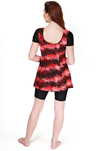 Image of TYR Polyester Perseus Women Frocksuit with Sleeves and Knee, S /32 (Red -Black)