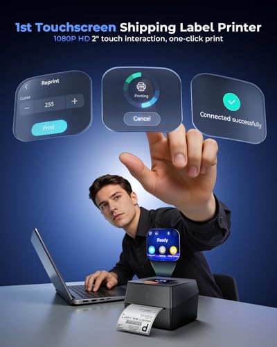 Image of Phomemo Shipping Label Printer with Touchable Screen & 3 Roll Labels