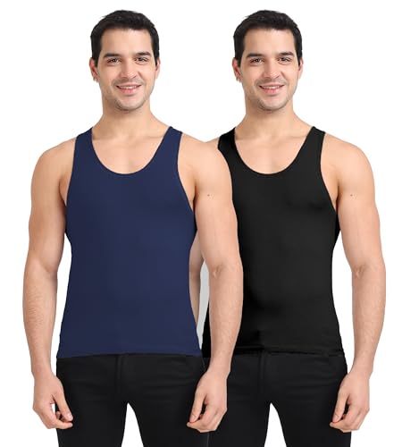 Image of Freecultr Cotton Vest for Men Sleeveless Lightweight Solid Round Neck Comfort Vest | Ultra-Soft Breathable Innerwear Sando for Gym, Sports, Workout, and Everyday Wear | Regular Fit and Durable Design