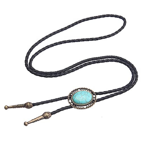 Image of GelConnie Native American Bolo Tie Rodeo Cowboy Leather Necktie Western Necklace Costume Accessories for Men,Women