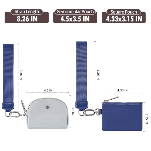 Image of Dual Pouch Wristlet - RFID Blocking Keychain Wallet Mini Zip Around Wristlet with Detachable Strap, Mini Coin Purse For Women, Premium Zippers & Metal Buckles (Navy & Steel Blue)