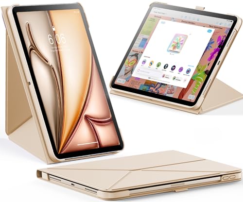 INFILAND iPad Air 11�C���` (M3/M2 2025/2024) & iPad Air ��5/4���� (2022/2020) �Ή��P�[�X �X�����܂肽���ݎ��u�b�N�X�^�C���J�o�[ �y���z���_�[�t�� ���p�x�����}�O�l�b�g�X�^���h �I�[�g�X���[