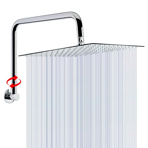 NearMoon 30,5 cm Regenduschkopf mit 37,8 cm drehbarem Duscharm, großer quadratischer Edelstahl-Regenduschkopf, besseres Badeerlebnis (Duschkopf mit S-Verlängerung, Duscharm, Chrom) Cover