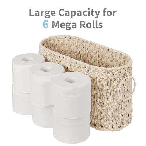 Miniatura 5 de Granny Says Cesta Almacenamiento De Papel Higiénico, Almacenaje Papel Higienico, Organizador De Papel Higiénico, Almacenaje Baño Portarollos De Mimbre, Soportes Para Revistas Y Periódicos, Blanco