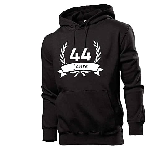 shirt84 Sudadera con capucha para hombre de 44 cumpleaños en la corona de laurel, Negro , M