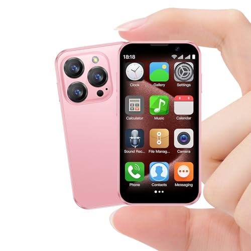 BezosMax i Mini Phone,Mini Smartphone 3G Unlocked with 3.0" HD Screen, 2G+16GB,Ultra Tiny Phone,Dual SIM, The World's Smallest Cell Phone Quad Core GPS Android Small Mobile Phone - Pink