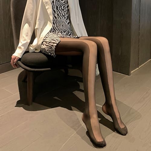Women Sheer Pantyhose Black Side Vertical Stripe Stitching Tights4