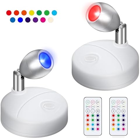 2 Pack Wireless LED Spotlights with Remote Control Cover