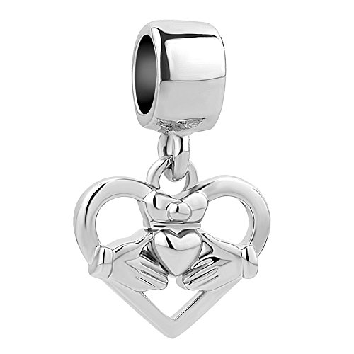 Q&Locket Irish Claddagh Heart Best Friend Charms Friendship European Charm Beads Fit Bracelet (Dangle Bead)