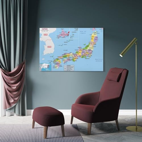 日本地図ポスター (2) パネル 壁アート モダン リビング ベッドルーム 部屋飾り16x24inch(40x60cm) [5]
