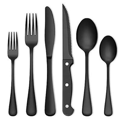 72-Piece Black Silverware Set, Umite Chef Flatware Set with Steak Knives for 12, Food-Grade Stainless Steel Cutlery Set, Includes Spoons Forks Knives, Kitchen Cutlery for Home Office Restaurant Hotel