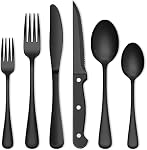 72-Piece Ensemble d'argenterie noir, Umite Chef Set de flatware avec des couteaux de Steak pour 12, Ensemble de couverts en acier inoxydable de qualité alimentaire, comprenant des couteaux de fourche, des couverts de cuisine pour le bureau à domicile Hôtel restaurant
