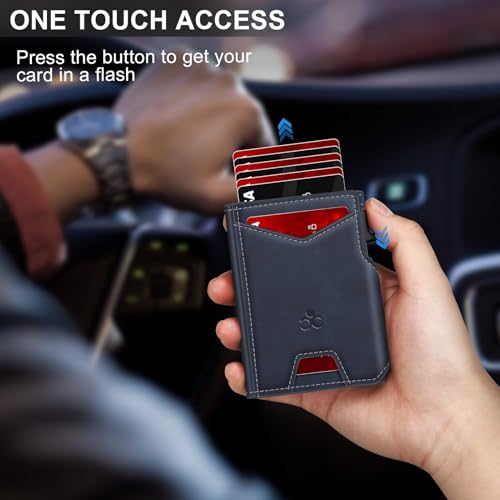 Image of Wallet for Men Wallet with Slim Pop Up Card Holder 9-13 Cards, Bifold Minimalist Smart Wallet RFID Blocking Credit Card Holder with ID Window & Stretchable Cash Slot Compact Metal Aluminum Card Case