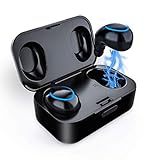 【Upgraded 2019 Version】Lesoom Truly Wireless Earbuds Bluetooth V5.0 IPX5 Waterproof Sweatproof Noise Cancelling Headphone True Wireless Earphones with Mic for iPhone Samsung Boys Gym Running