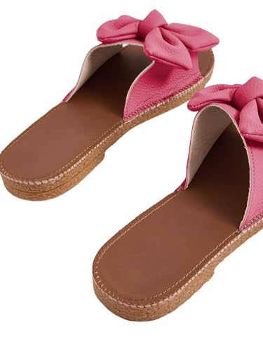 Image of Verdusa Women's Bow Flat Sandals Leather Open Toe Flats Summer Vacation Shoes Beach Sandals Outdoor Slippers