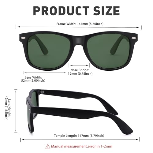 Image of Sunglasses Men, Square Polarized Sunglasses for Mens & Womens, Trendy Retro Sun Glasses Driving Fishing UV Protection