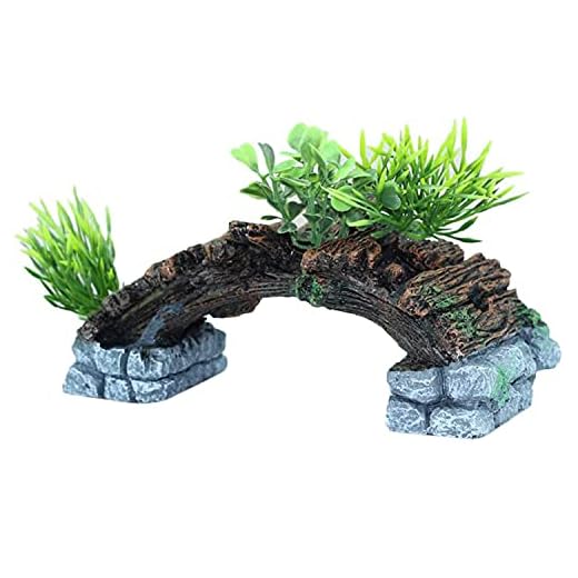 MJSHA Kreativt akvarium landskapsbro, fisktank dekorationsinställning liten bågbro hartsprydnader, för vattenlevande varelser