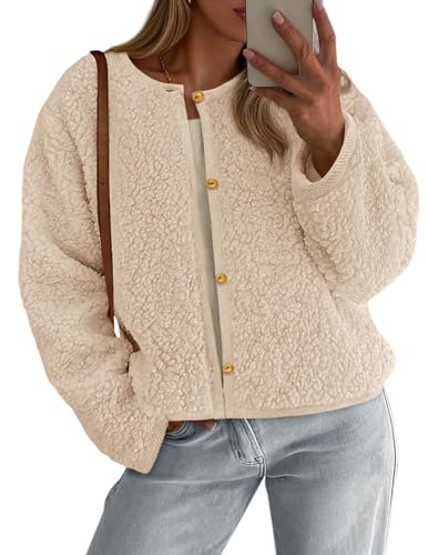 PRETTYGARDEN Women's 2025 Winter Faux Fur Coats Fuzzy Fleece Cropped Jackets Buttons Warm Casual Trendy Fall Fashion Clothes