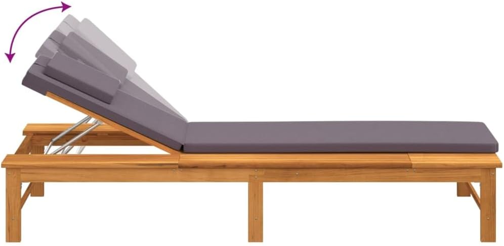 Illustration of the adjustable backrest mechanism on the sun lounger
