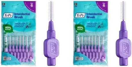 TePe Interdental Brush, Original, Purple, 1.1 mm/ISO 6, 8pcs (Packaging May Vary) (Pack of 2)