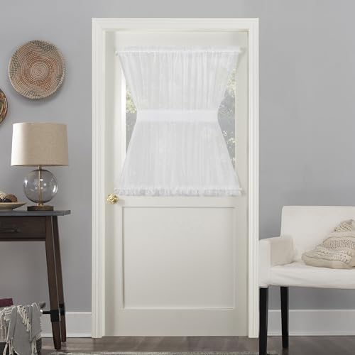Image of No. 918 Emily Sheer Voile Rod Pocket Door Curtain Panel, 59 inch x 72 inch, White