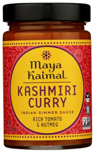 Maya Kaimal Kashmiri Curry Sauce, 12.5 oz, Mild Indian Simmer Sauce with Tomato and Nutmeg. Vegan...