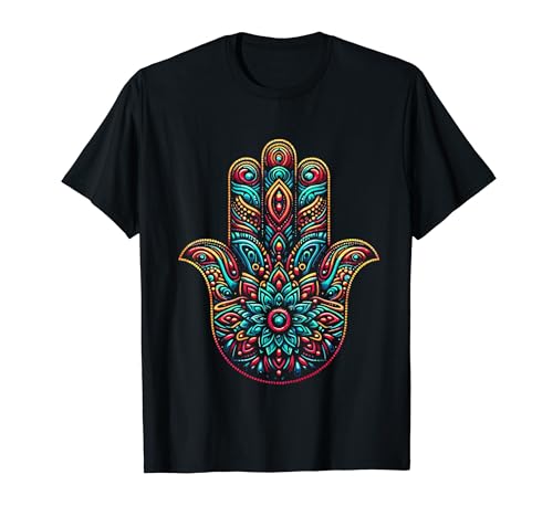 Hamsa Mano Mandala Yoga Fátima Mano Símbolo Boho Mujer Camiseta