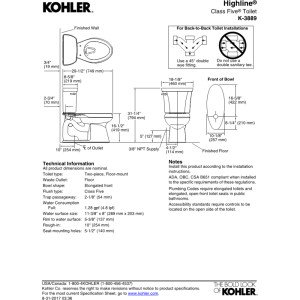 image for Kohler KOH3889-0 Highline 1.28 GPF Two-Piece Elongated Comfort Height 
