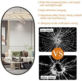 Miniatura 4 de Protylctaster Espejos ovalados, espejos ovalados de baño, espejo ovalado negro de 24 x 36 pulgadas, espejos decorativos de pared, espejos de baño