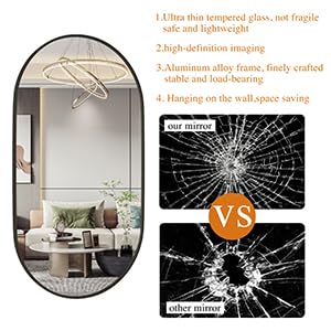Protylctaster Oval Mirrors,Oval Bathroom Mirrors,20X28 Black Oval Mirror,Espejos Decorativos De Pared,Bathroom Mirrors For Over Sink thumb #4