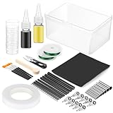 Yaocom Fishing Rod Repair Kit with 10 Sizes Carbon Fiber Sticks Fishing Pole Repair Kit Fishing Rod Building Kit with Epoxy Glue, Wrapping Thread and Stainless Steel Tubes for Rod Building Supplies