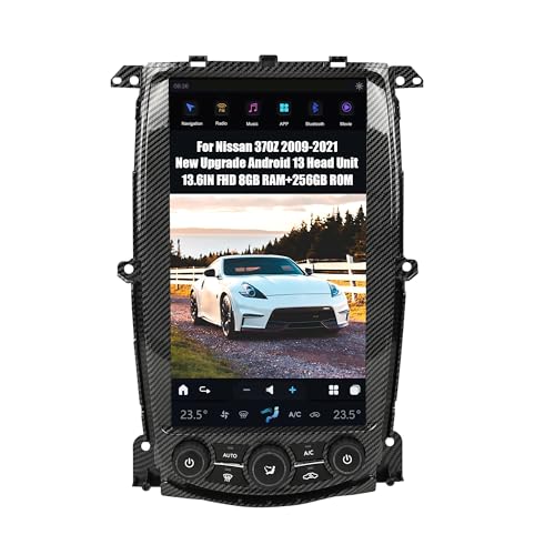 AUCARAUTO AuCar 2025 Latest Android 13 Car Radio Head Unit for Nissan 370Z 2009-2021, 13.6 Inch T-Style Screen GPS Navigation Car Multimedia Stereo Video Player 8GB RAM+256GB ROM -Carbon Fiber Trim