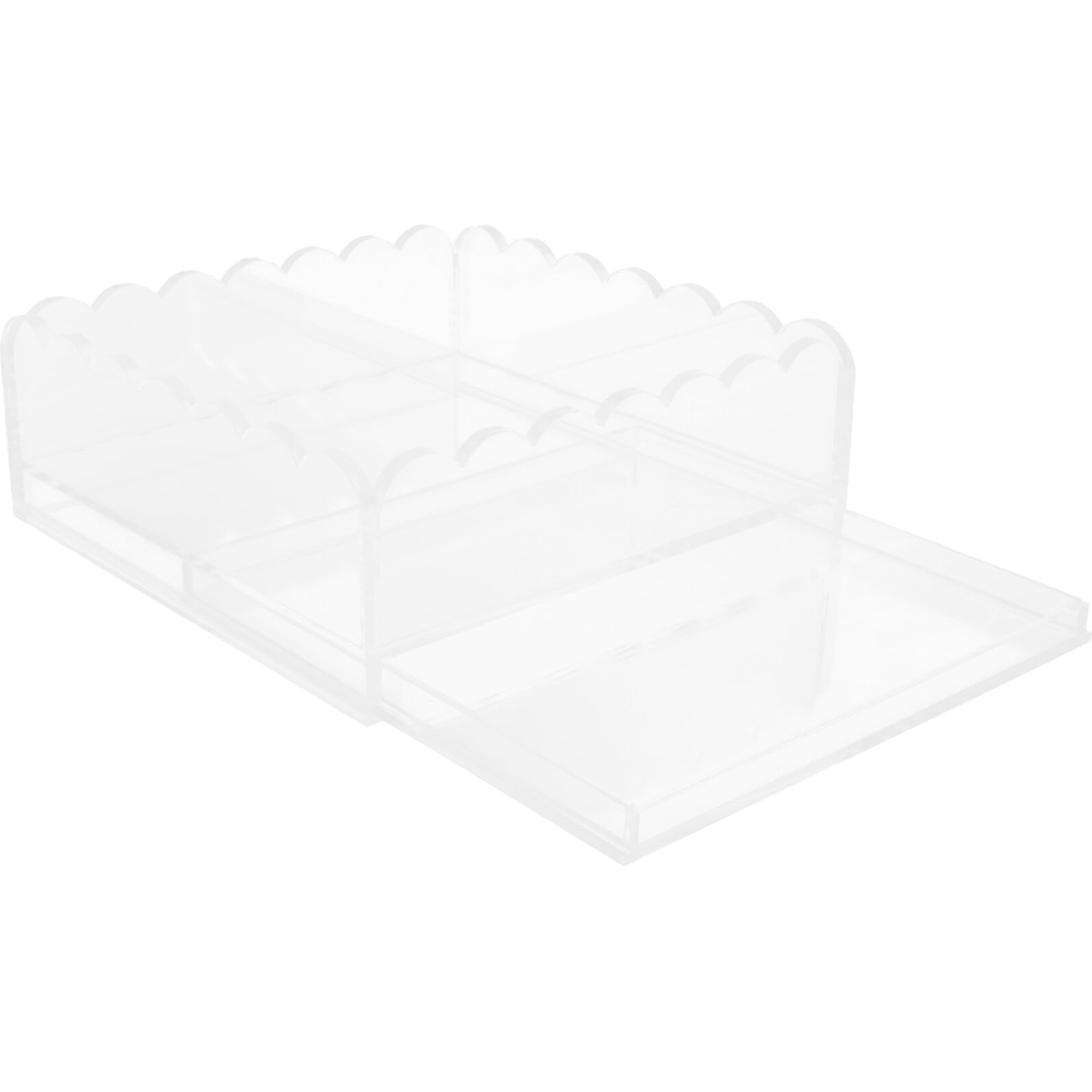 Organisateur transparent acrylique à tiroir et plateau festonné bureau