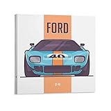 Poster de voiture de sport pour Ford GT40 Supercar de course sur toile murale décorative moderne pour chambre à coucher 70 x 70 cm