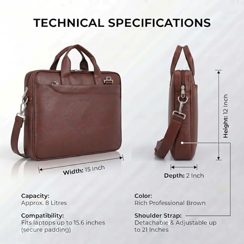 Image of EXIM Prime Laptop Bag for Men Office Use| Office Bag for Men| Vegan Leather Laptop Messenger Bag| Fits Up to 15.6 Inch Laptop| Business Briefcase with Handle and Shoulder Strap
