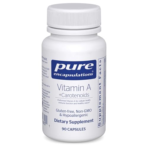 Pure Encapsulations Vitamin A + Carotenoids (Lutein Zeaxanthin and Astaxanthin) | Hypoallergenic Dietary Supplement | 90 Capsules