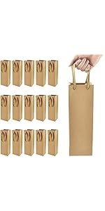Sacchetti Regalo Per Vino - 12 Pezzi, Carta Kraft, Con Manici - Foto 5